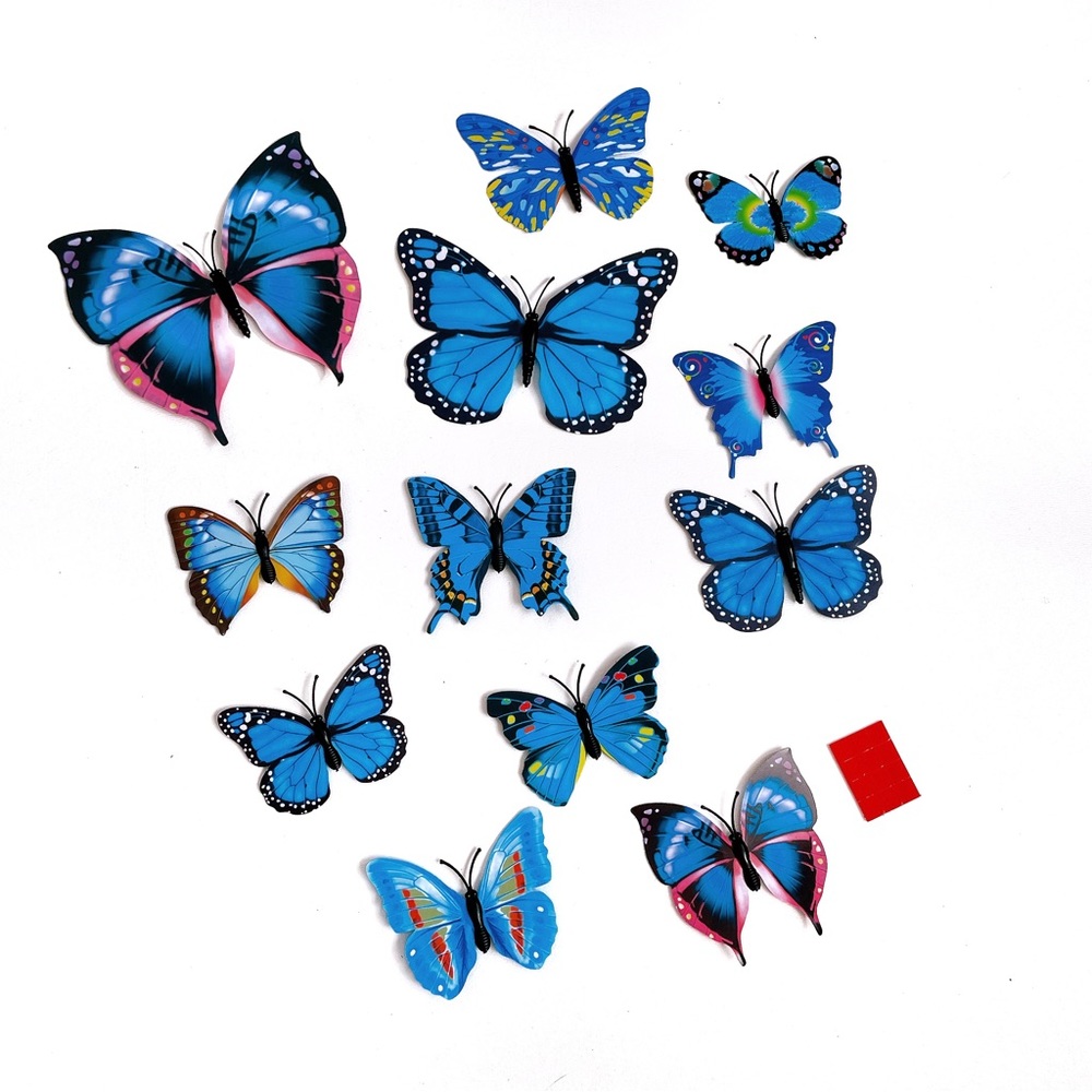 12 Magnetic Morpho Blue Butterflies